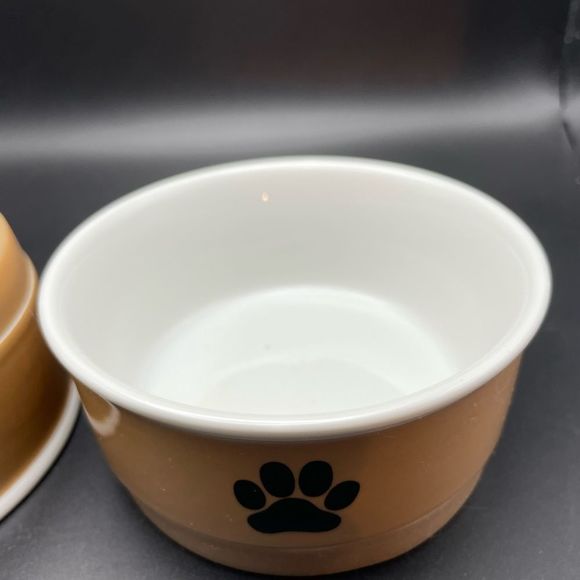 NIB!! Bone Dry Ceramic Pet Collection, Small Bowl Set, Paw 2 Count, Taupe/Black - Picture 8 of 8